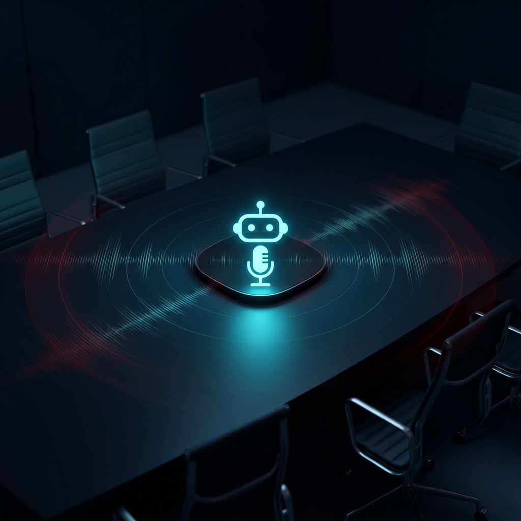 AI meeting bot surveillance concept art